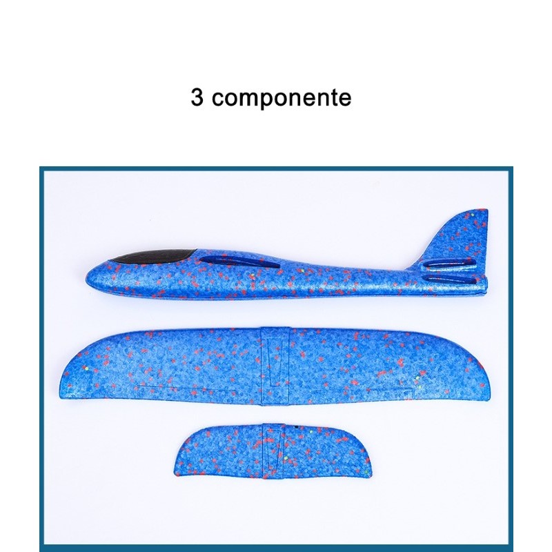Avion planor din polistiren in punga , lungime 47 cm , Albastru , - imagine 2