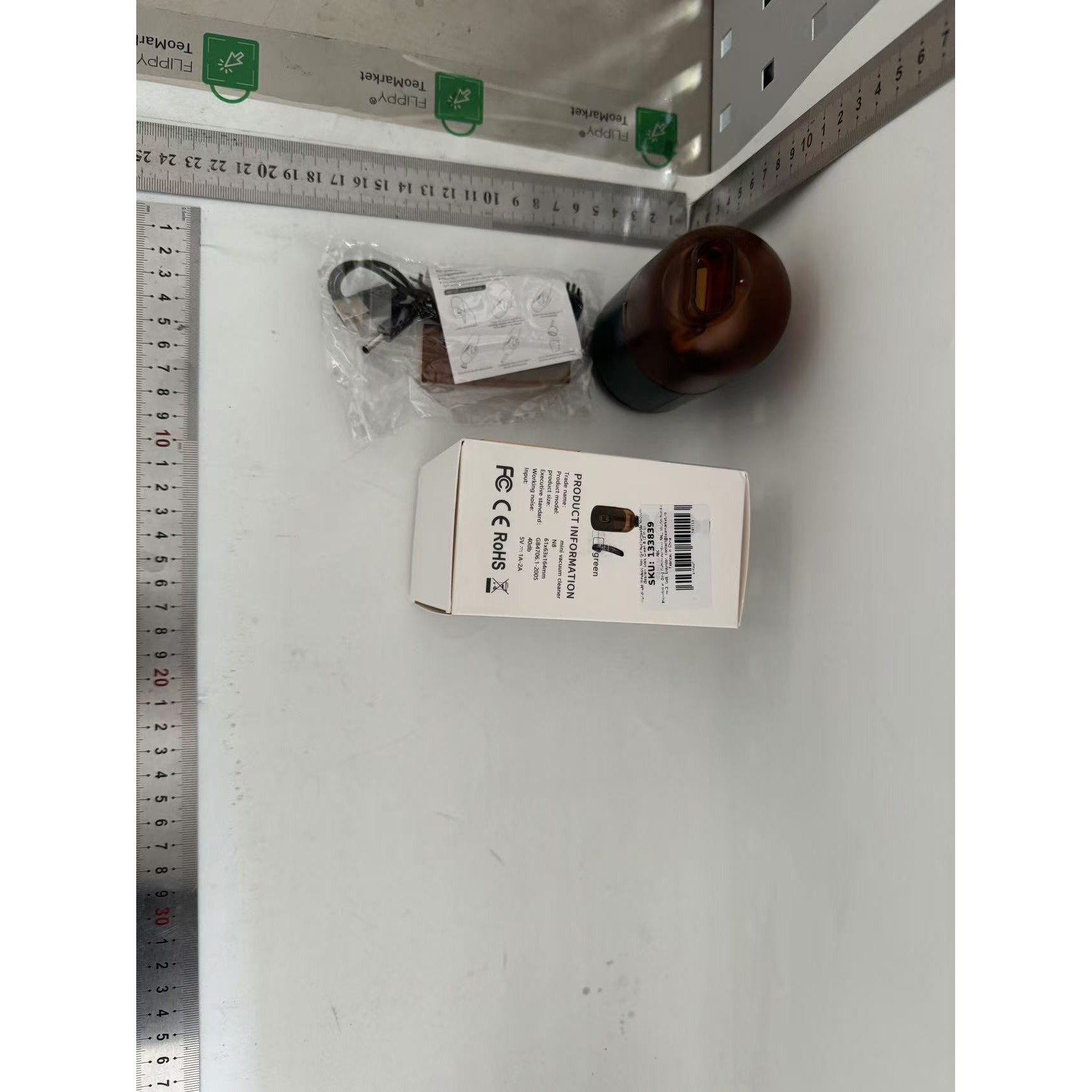 Aspirator Portabil pentru Automobil, , Aspirator mic fara Fir, pentru Casa si Masina, incarcare USB, 2 in 1, 16.3x6 cm, Verde - imagine 2