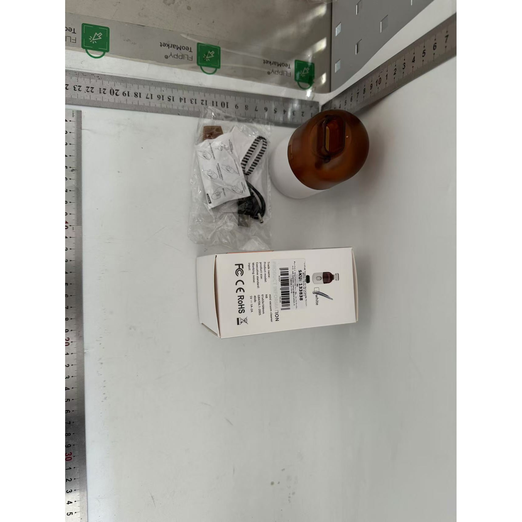 Aspirator Portabil pentru Automobil, , Aspirator mic fara Fir, pentru Casa si Masina, incarcare USB, 2 in 1, 16.3x6 cm, Alb - imagine 2