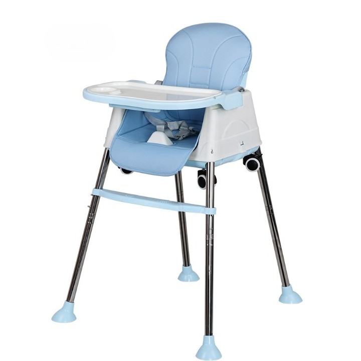 Scaun de Masa Pliabil 3in1, , Reglabil, Multifunctional, 3 Pozitii, Masuta si Husa Detasabile, Roti, Centura de Siguranta, Ajustare Inaltime, Albastru - imagine 3