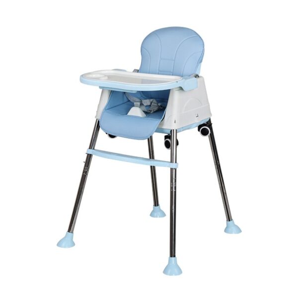 Scaun de Masa Pliabil 3in1, , Reglabil, Multifunctional, 3 Pozitii, Masuta si Husa Detasabile, Roti, Centura de Siguranta, Ajustare Inaltime, Albastru