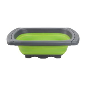 Cos de Scurgere Retractabil pentru Chiuveta, , cu Filtru, pentru Fructe si Legume, de Uz Casnic, 39x12 cm, Design Extensibil pana la 61 cm, cu Manere de Prindere, Verde