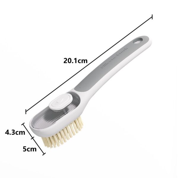 Perie Multifunctionala 2 in 1, , Perie Densa/Perie din Piele de Caprioara, cu Recipient Lichid, Maner Lung, 20.1x 4.3 x 5 cm, Gri - imagine 2