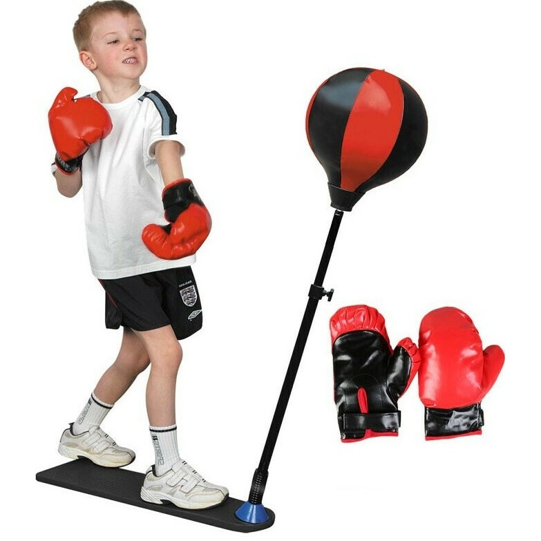 Jucarie Interactiva, , Model Sfera de Box de Picior, Manusi Incluse, Inaltime Reglabila, +3 Ani, 120 x 25 x 52.5 cm, Rosu/ Negru - imagine 3