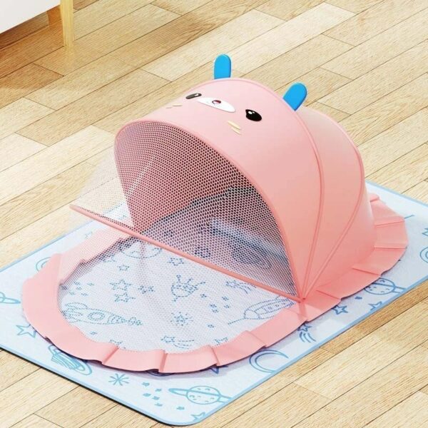 Husa Anti-Tantari, , Pliabila, Protectie 360 Grade, Parasolar, 0-1 An, 60 x 55 x 5 cm, Roz - imagine 2