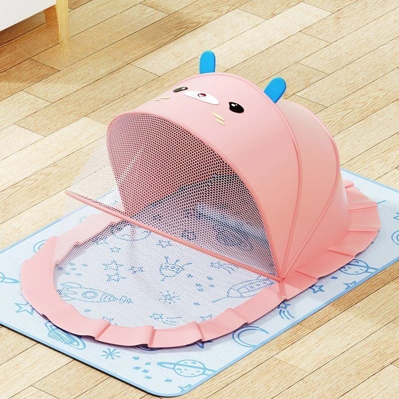 Husa Anti-Tantari, , Pliabila, Protectie 360 Grade, Parasolar, 0-1 An, 60 x 55 x 5 cm, Roz - imagine 2