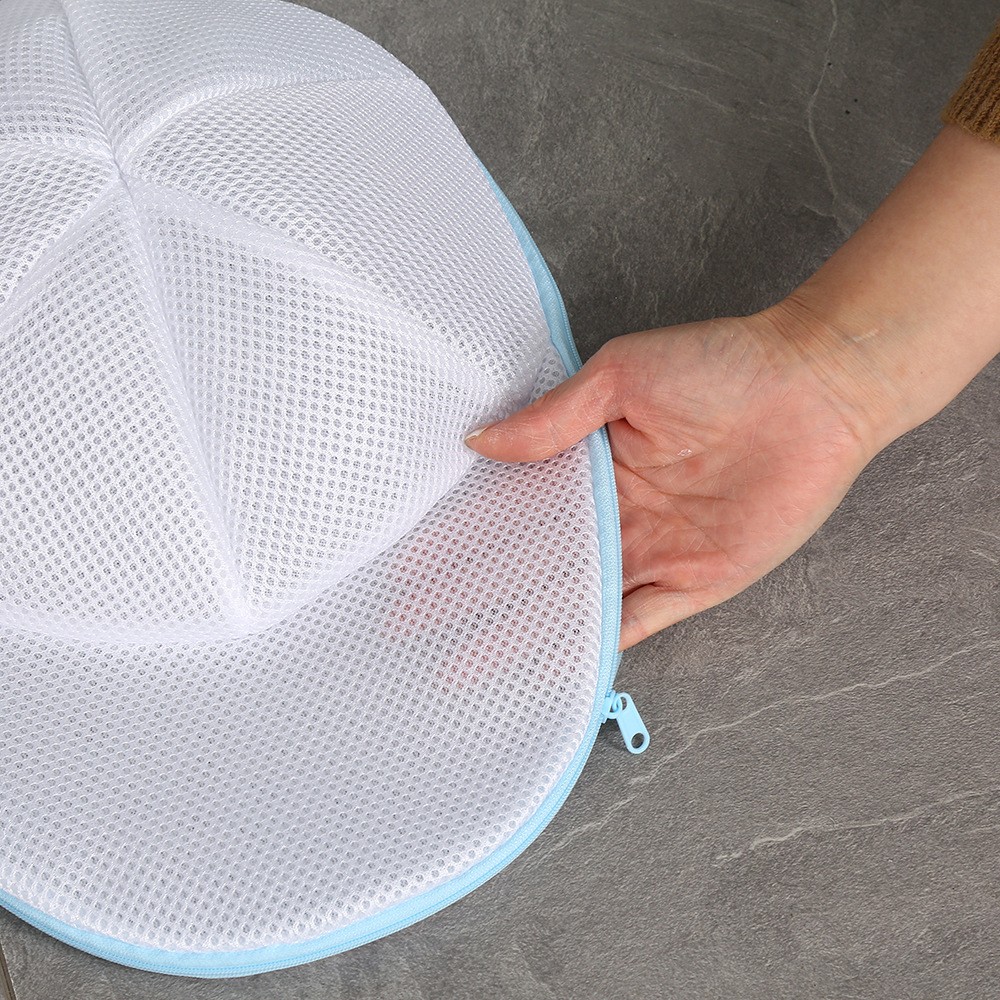 Husa de Spalare Sapca, , pentru Masina de Spalat, din Poliester, Circumferinta 53 cm, cu Fermoar, Alb/Albastru - imagine 3