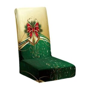 Husa pentru Scaun, , Tematica Craciun, Model 1 Clopotei, Verde/Auriu