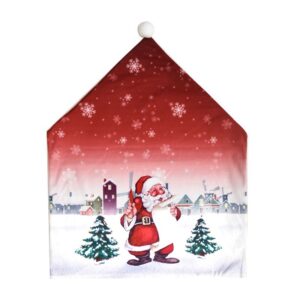 Husa pentru scaun , tematica Craciun, material textil/poliester, 61 x 47 cm, rosu