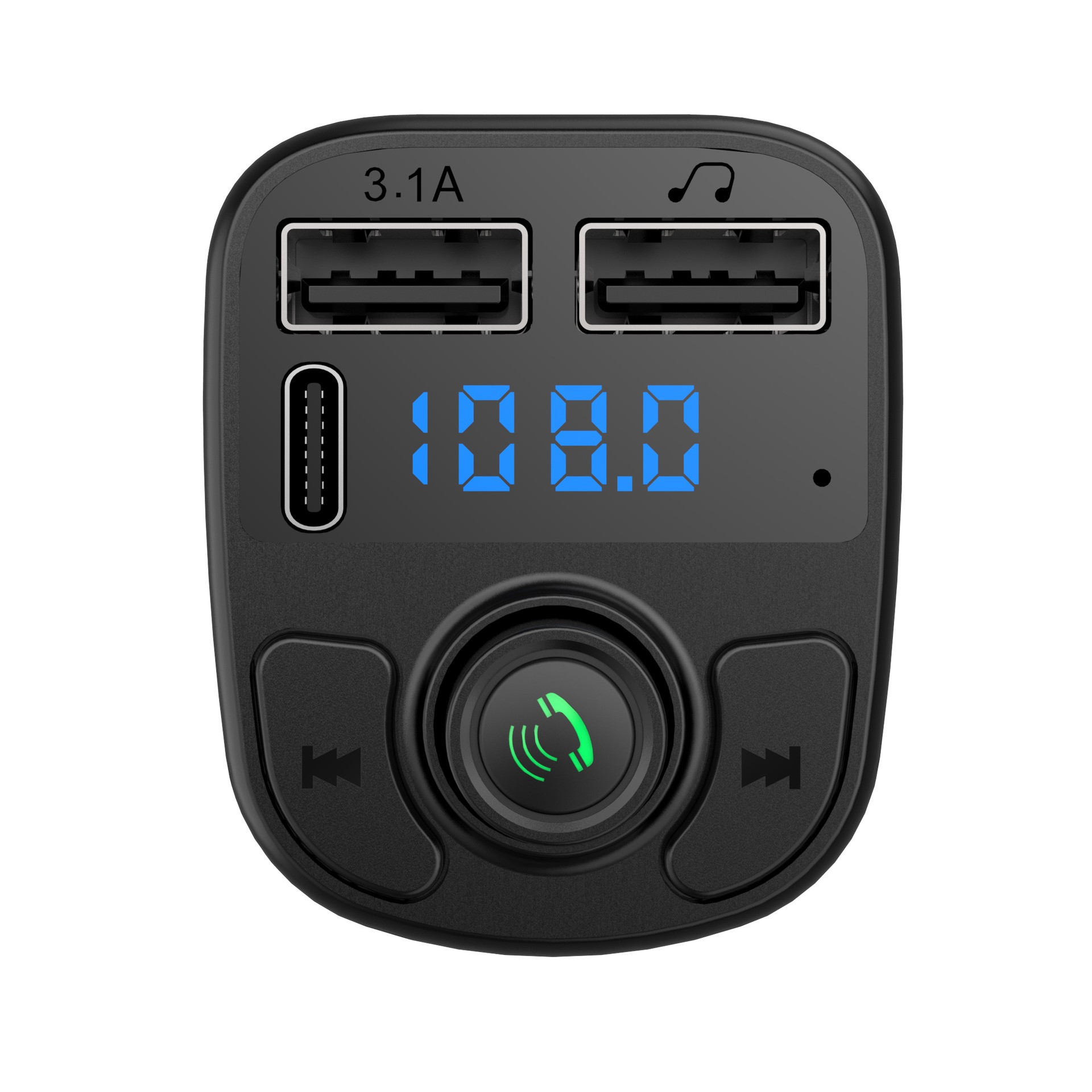 Incarcator Auto cu MP3 Player, Flippy, Bluetooth 5.0, 5V, 2 x USB, Type C, Negru - imagine 3