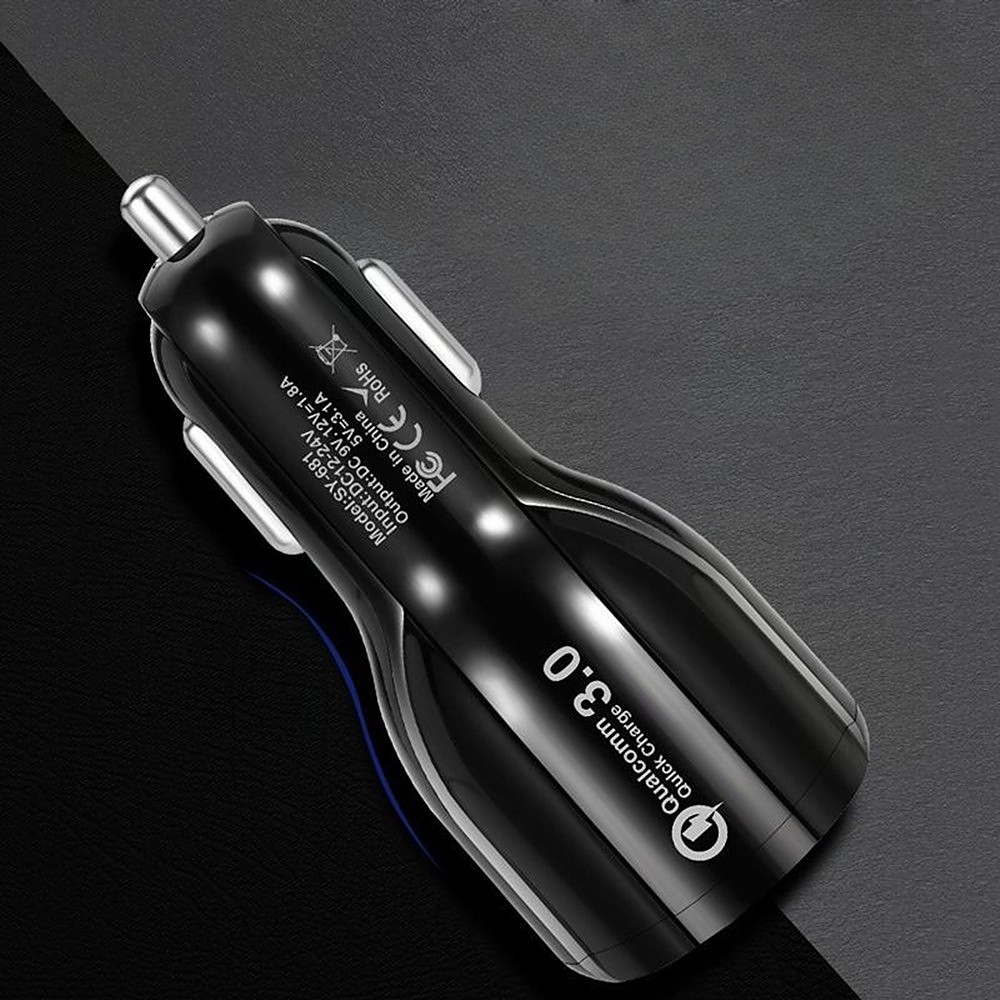 Incarcator Auto, , Pentru Bricheta, Incarcare Rapida, Interfata USB, 12V-24V, Negru - imagine 2