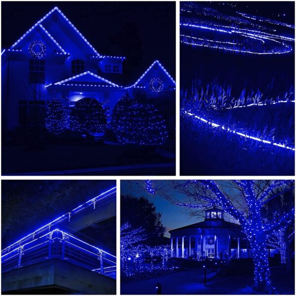 Instalatie Craciun, 10 m, 240 Led-uri, Furtun Luminos, Albastru, Transformator, Sectionabila, 220 V, - imagine 2
