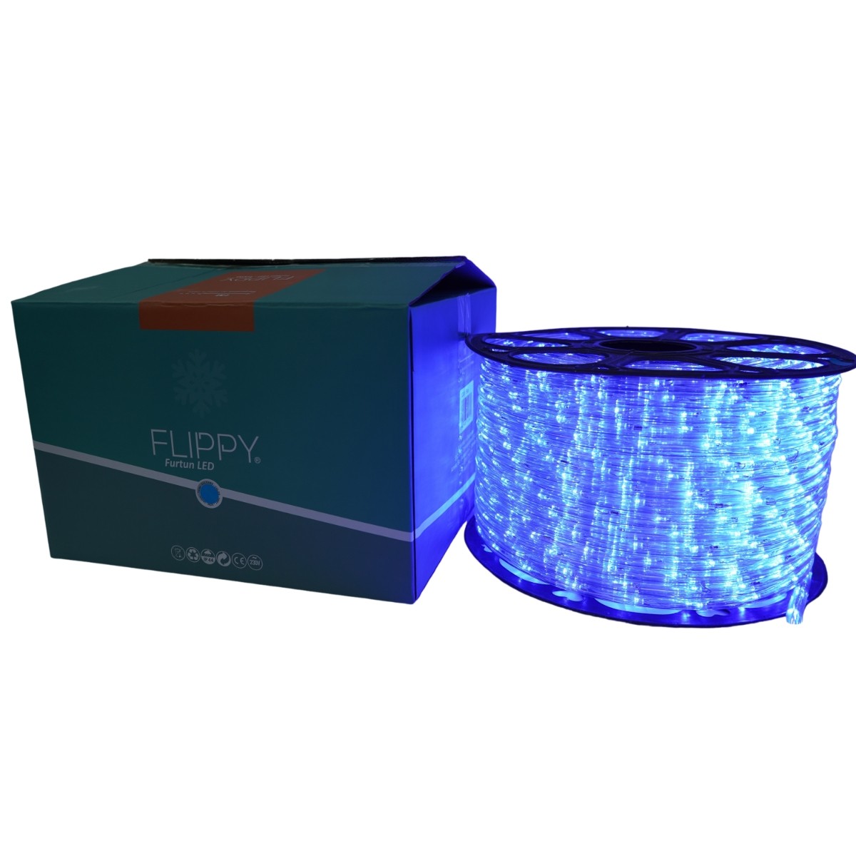 Instalatie Craciun, 10 m, 240 Led-uri, Furtun Luminos, Albastru, Transformator, Sectionabila, 220 V,