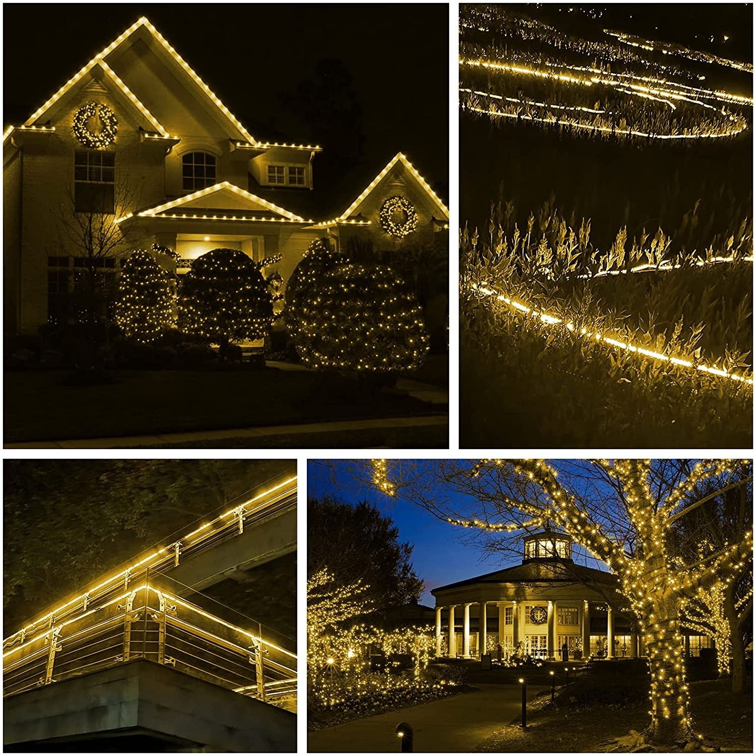 Instalatie Craciun, 100 m, 2400 Led-uri, Furtun Luminos, Alb cald, Transformator, Sectionabila, 220 V, - imagine 2