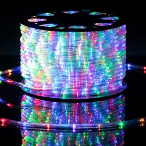 Instalatie Craciun, 100 m, 2400 Led-uri, Furtun Luminos, Multicolor, Transformator, 8 jocuri de lumini, Sectionabila, 220 V,