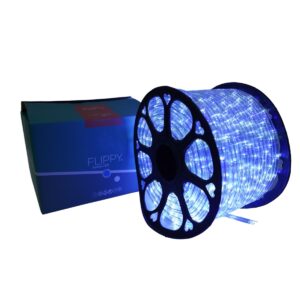 Instalatie Craciun, 2 m, 48 Led-uri, Furtun Luminos, Alb rece/ Albastru, Transformator, 8 jocuri de lumini, Sectionabila, 220 V,