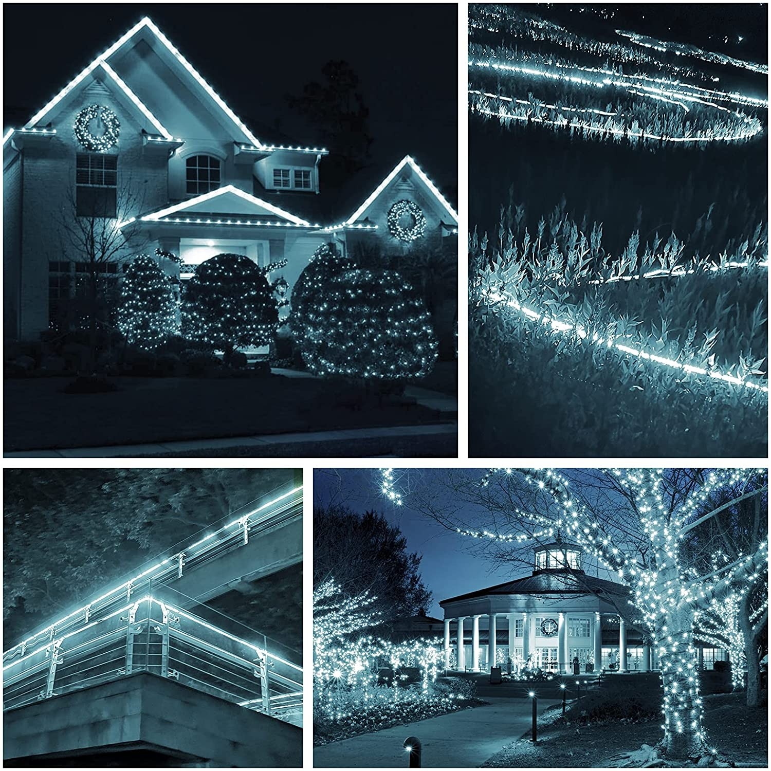 Instalatie Craciun, 2 m, 48 Led-uri, Furtun Luminos, Alb rece, Transformator, 8 jocuri de lumini, Sectionabila, 220 V, - imagine 2