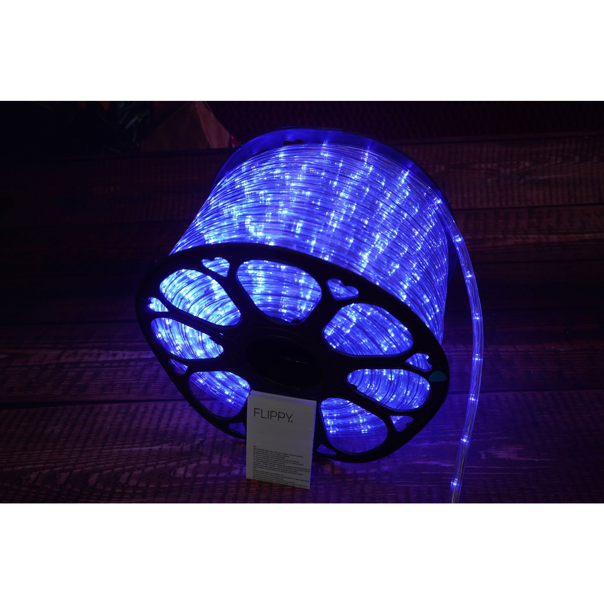 Instalatie Craciun, 2 m, 48 Led-uri, Furtun Luminos, Albastru, Transformator, 8 jocuri de lumini, Sectionabila, 220 V, - imagine 3