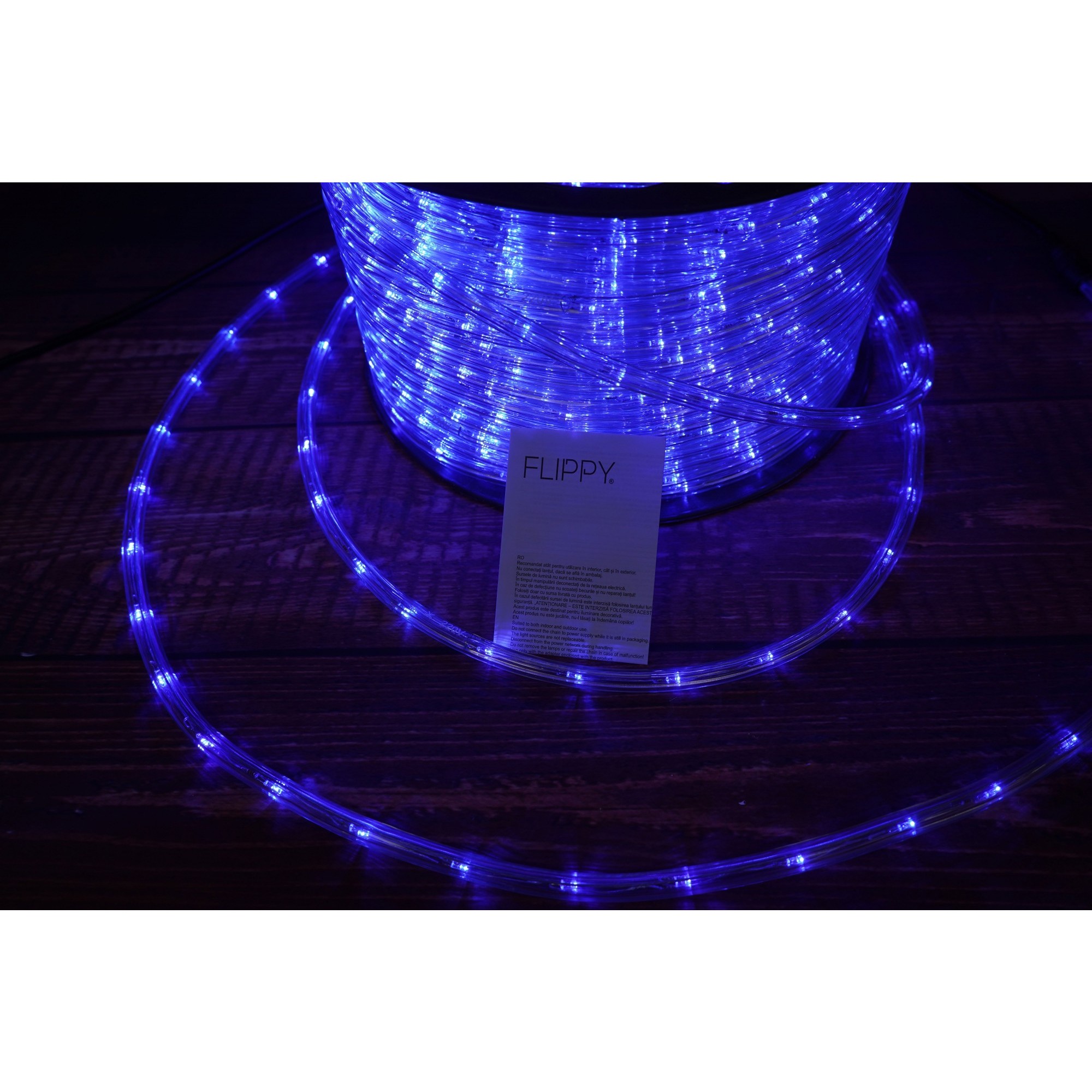 Instalatie Craciun, 2 m, 48 Led-uri, Furtun Luminos, Albastru, Transformator, 8 jocuri de lumini, Sectionabila, 220 V, - imagine 4