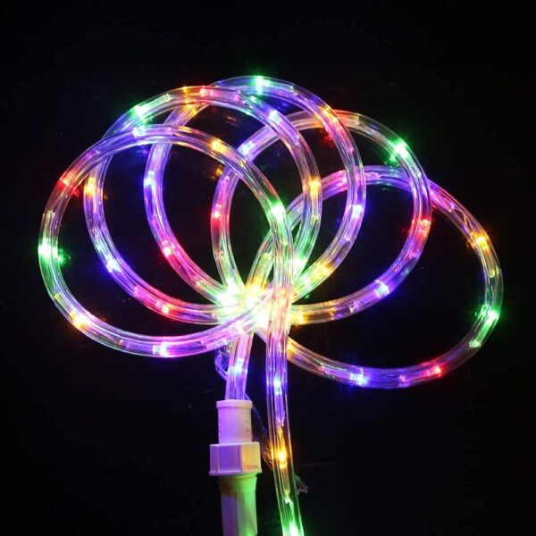 Instalatie Craciun, 2 m, 48 Led-uri, Furtun Luminos, Multicolor, Transformator, 8 jocuri de lumini, Sectionabila, 220 V, - imagine 2