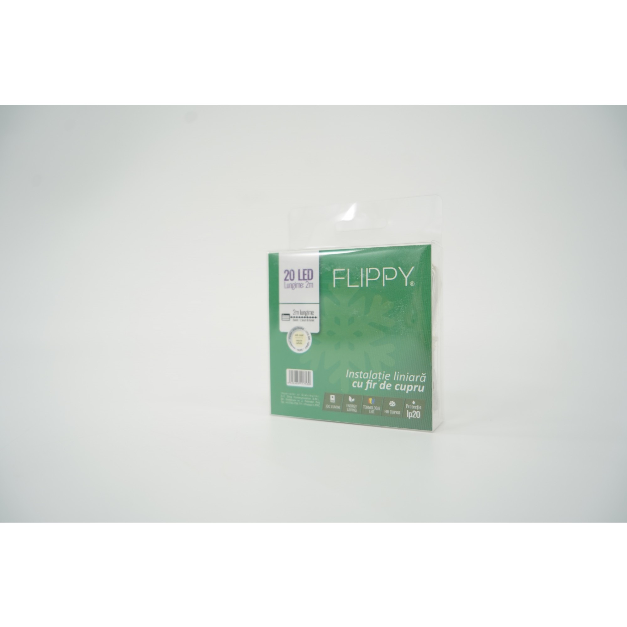 Instalatie Craciun, 2 m, Alb Cald, 20 Led-uri, Baterii, - imagine 2