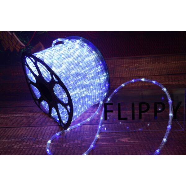 Instalatie Craciun, 4 m, 96 Led-uri, Furtun Luminos, Alb rece/ Albastru, Transformator, Sectionabila, 220 V, - imagine 4