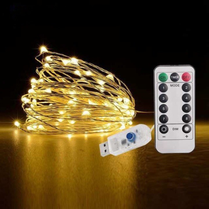 Instalatie Craciun, 5 metri, 50 LED-uri, USB, Telecomanda cu 8 functii, alb cald, - imagine 3