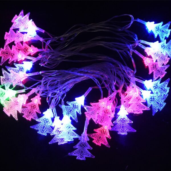 Ghirlanda luminoasa cu bec in forma de brazi, 3 metri, 20 LED-uri, forme din plastic, fir transparent, multicolora - imagine 2