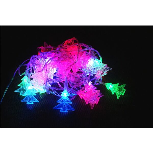 Ghirlanda luminoasa cu bec in forma de brazi, 3 metri, 20 LED-uri, forme din plastic, fir transparent, multicolora - imagine 3