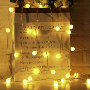 Instalatie Craciun, , 3.5 m, 30 de LED-uri, Model cu Bilute, Tip Liniara, cu Baterie, Interior/Exterior, Alb Cald
