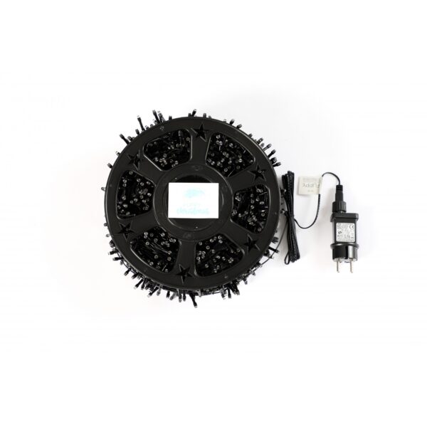 Instalatie Craciun liniara cu transformator, 50m, alb cald, 2000 LED-uri, fir negru, 8 jocuri de lumini, - imagine 4