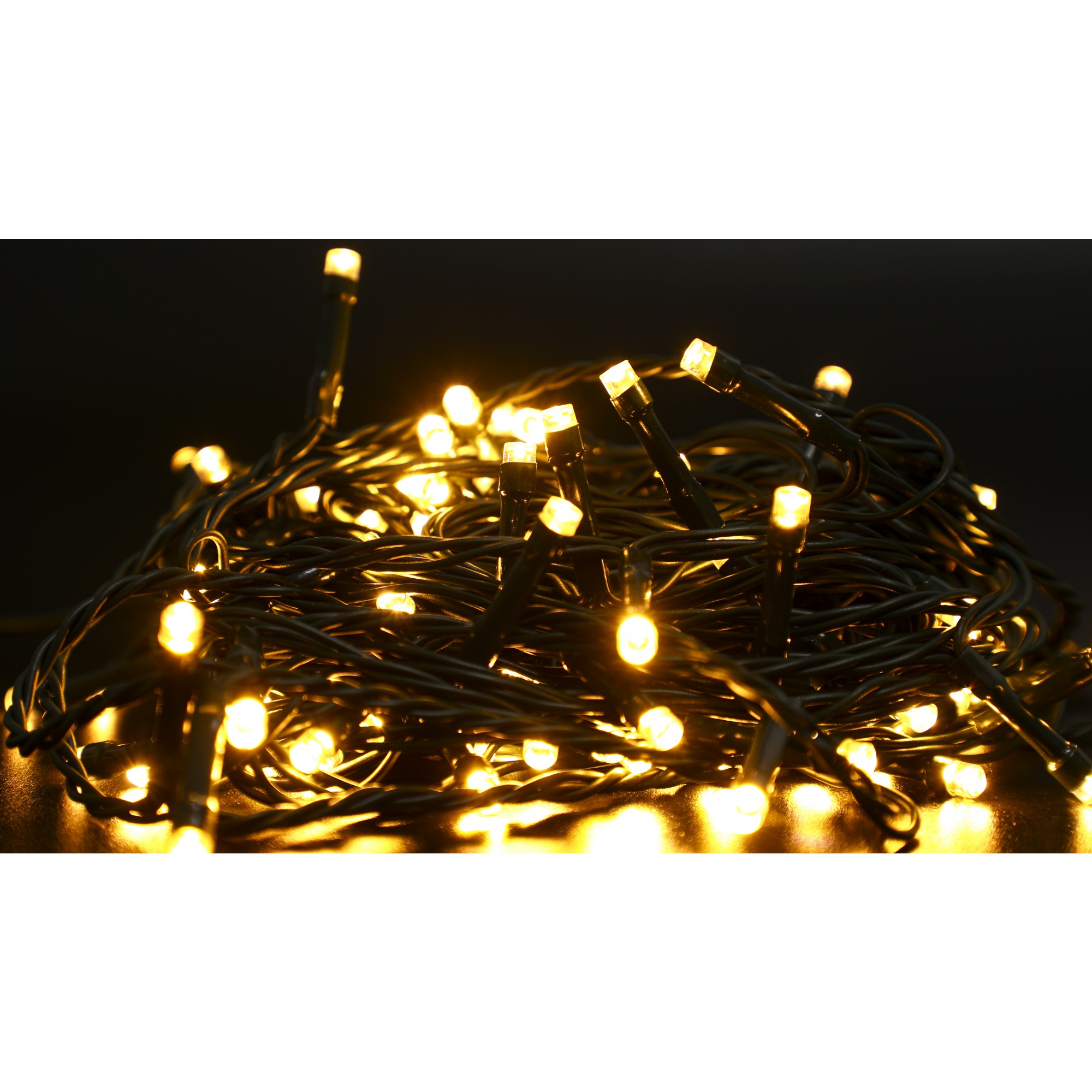 Instalatie Craciun liniara, cu transformator 31V, 10m, alb cald, 100 LED-uri V5, 8 jocuri de lumini, Fir verde, - imagine 4