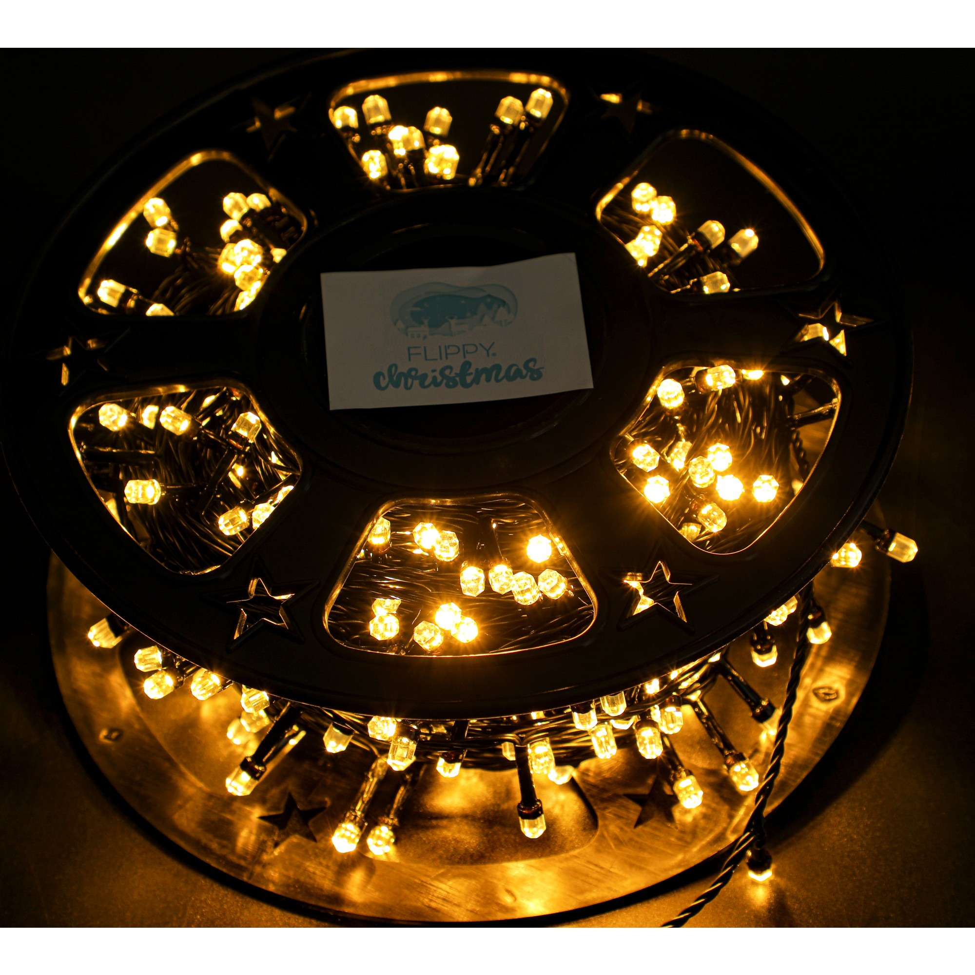 Instalatie Craciun liniara cu transformator, 50m, alb cald, 500 LED-uri, fir negru, 8 jocuri de lumini, - imagine 2