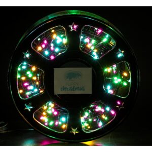 Instalatie Craciun liniara, fir negru, cu transformator, 50m, multicolor, 500 LED-uri, 8 jocuri de lumini,