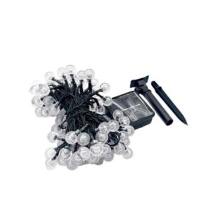 Instalatie Craciun, Tip Globuri de cristal, 30 Led-uri, 6.5 metri, Alb cald, Energie solara, Senzor de lumina,