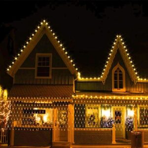 Instalatie Craciun, Tip Plasa, IP 44, 2 x 1 m, 80 LED-uri, Alb cald, 8 jocuri de lumini, Transformator fara telecomanda, Interconectabila, Prelungitor 3 m inclus, Fir transparent,