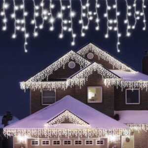 Instalatie Craciun Tip Turturi, 15 m, IP44, 429 Led-uri, Alb rece, 8 jocuri de lumini, Telecomanda inclusa, Interconectabila, Prelungitor 5 m inclus, Fir Cupru, , Interior/Exterior