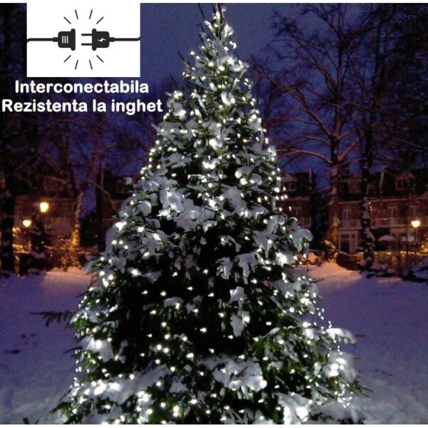 Instalatie Craciun Yoto, Tip Plasa, 1.5 m x 1.5 m, 120 LED-uri, Prelungitor 1.5 m, 8 Jocuri de Lumini, Interconectabila, Fir transparent, Interior/Exterior, Alb Rece - imagine 4