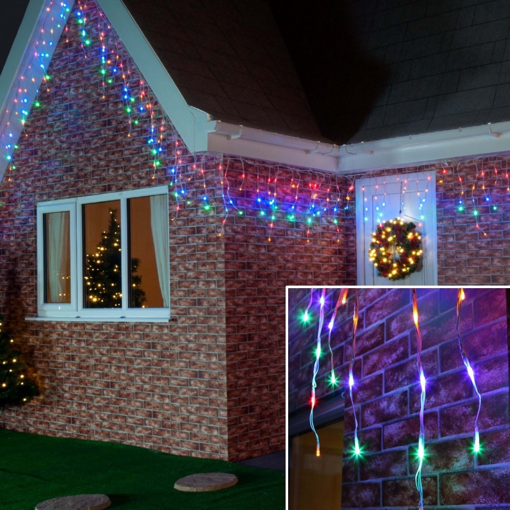 Instalatie de Craciun ® Tip Franjuri, 12 m, 300 LED-uri, Interconectabila, Multicolor - imagine 2