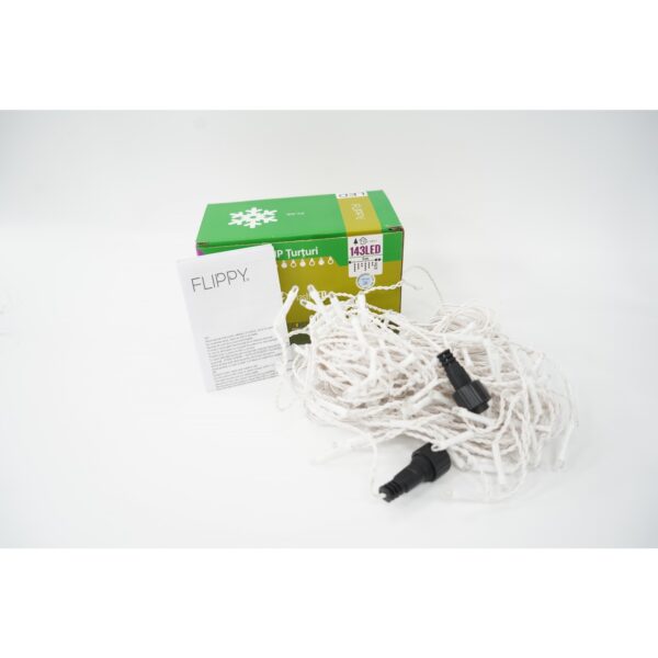 Sectiune Instalatie de Craciun, Â®, Tip Turturi, 5 m, 143 LED-uri, cu Flash, Fir Alb, Lumina Alb Rece, IP44, Interconectabila - imagine 2