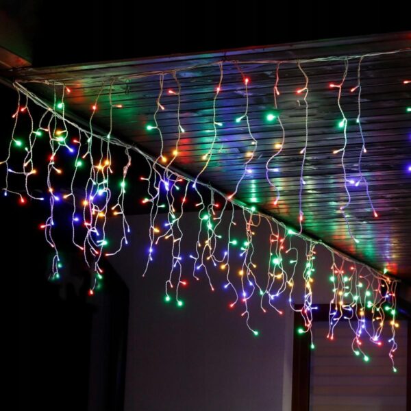 Instalatie de Craciun, Â®, Tip Turturi, Sectiune 5 m, 143 LED-uri, 8 Jocuri de Lumini, Fir Negru, Lumina Multicolora, IP44, Interconectabila - imagine 2