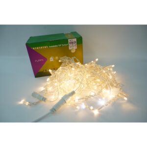 Instalatie de Craciun Â® Tip Turturi, Franjuri cu Flash, IP65, Sectiune 5 m, 120 LED-uri, Interconectabila, Fir Transparent, Alb Cald, Interior/Exterior