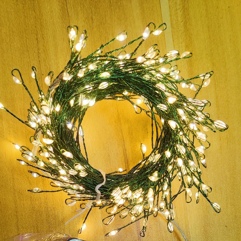 Instalatie de Craciun Liniara, ®, Tip Cluster, 8 Jocuri de Lumini, cu Telecomanda, 3 m, 100 Led-uri, Alimentare USB, 3V, Alb Cald - imagine 3