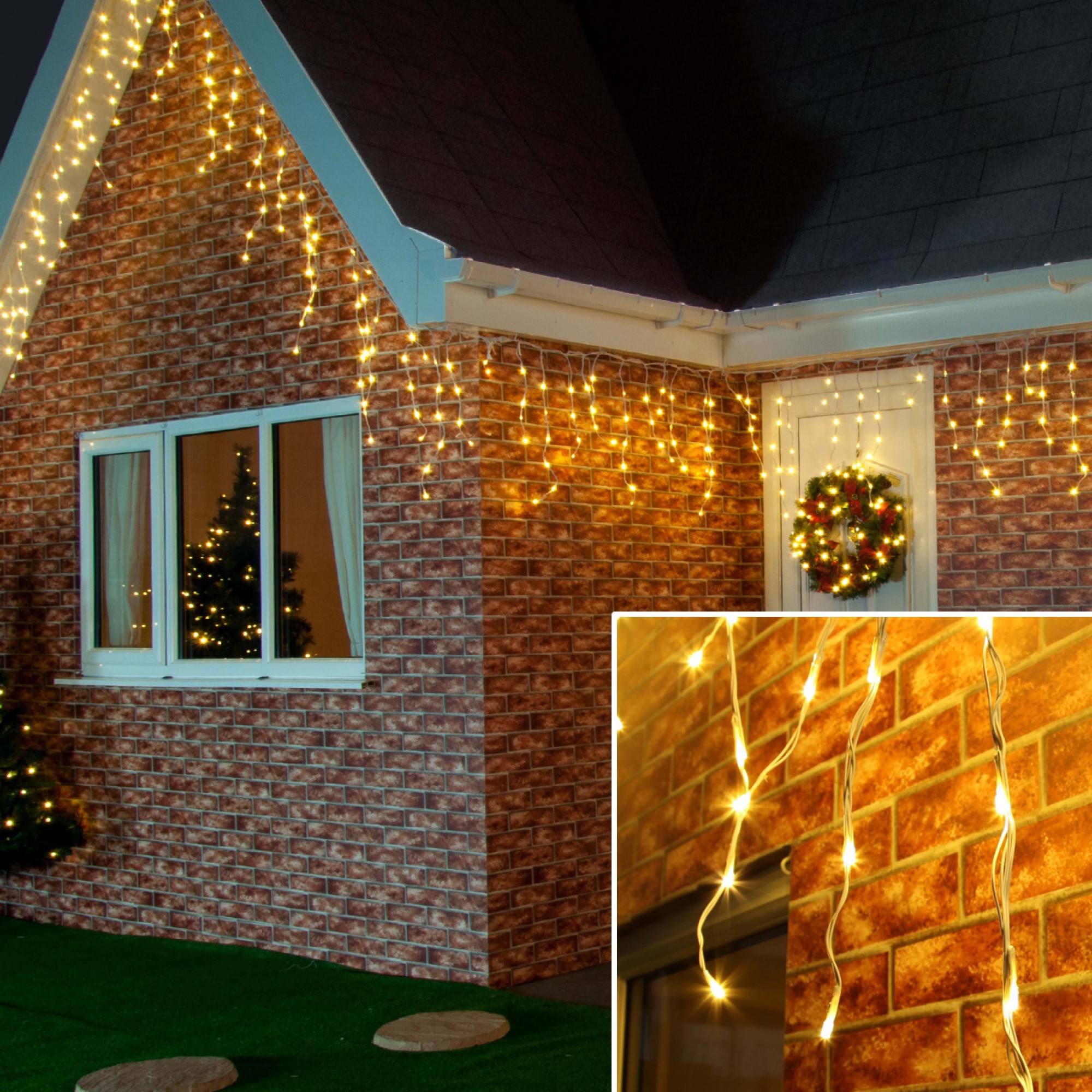 Instalatie de Craciun Premium ® Tip Franjuri cu Flash 8 m 252 LED-uri Alb Cald 2096WW Interconectabila - imagine 2