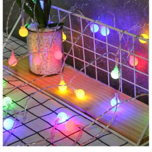 Instalatie sfere brad Craciun , 3 metri, 20 LEd-uri, alimentare la retea, fir transparent, multicolora