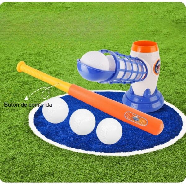 Joc de Baseball Interactiv, Lansator , Aruncare prin Buton de Lansare pe Bata, Include Bata si 5 Mingii, 37 x 23 x 16 cm Baza, 59 cm Bata, Multicolor - imagine 4