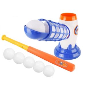 Joc de Baseball Interactiv, Lansator , Aruncare prin Buton de Lansare pe Bata, Include Bata si 5 Mingii, 37 x 23 x 16 cm Baza, 59 cm Bata, Multicolor