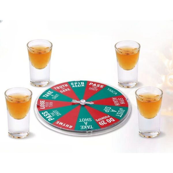 Joc de Baut , Ruleta Norocoasa, cu 4 Pahare de Shot, +18 Ani, Rosu/Verde - imagine 2