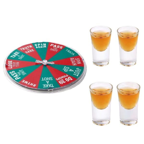 Joc de Baut , Ruleta Norocoasa, cu 4 Pahare de Shot, +18 Ani, Rosu/Verde