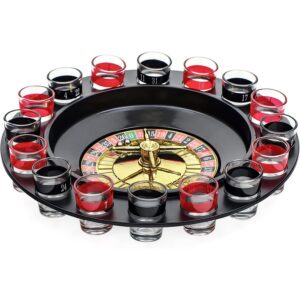 Joc de Baut Ruleta cu Pahare de Shot , 30 cm, Rosu/Negru